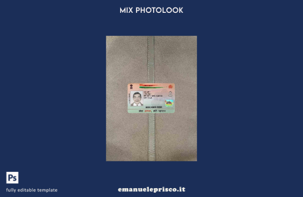 modello FRONTALE photolook India Aadhaar PVC Card stile verificato